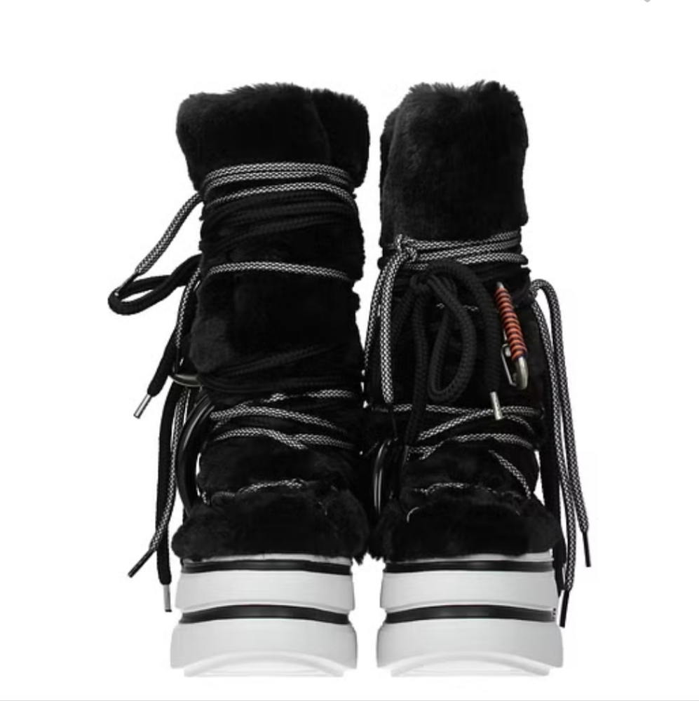 HOGAN ANKLE BOOTS WOMEN ECO FUR BLACK new fashion - Picture 2 of 16